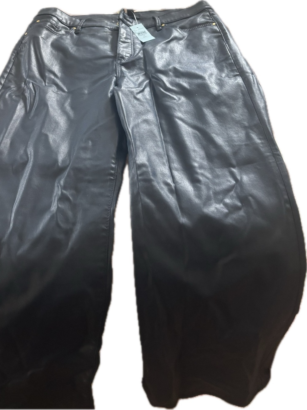 Ann Taylor Black Faux Leather Wide Leg Pants